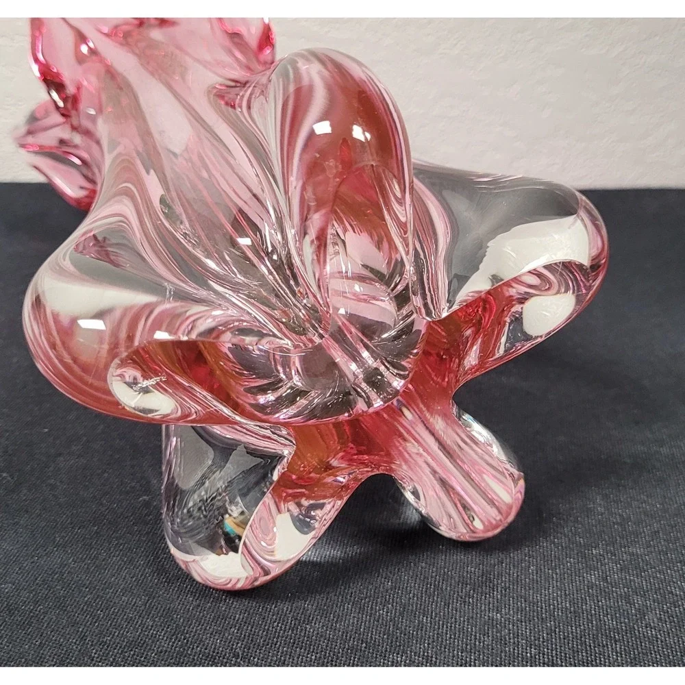 MCM Josef Hospodka Chribska Cranberry Pink Art Glass Starburst Vase Czech 12